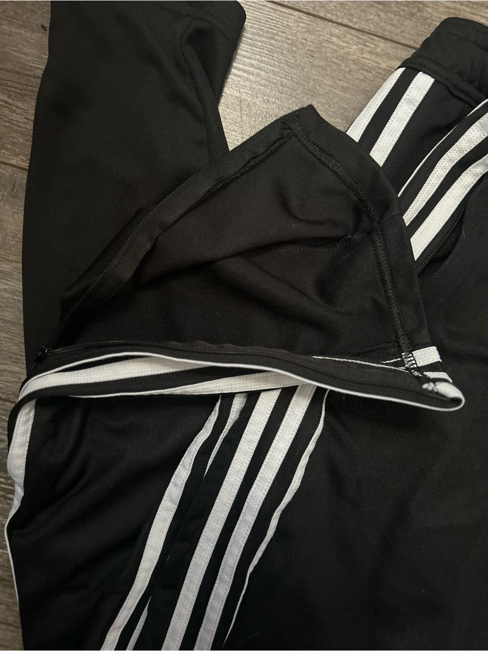 Adidas Black Track Pants with White Stripes - Picture 2 of 3